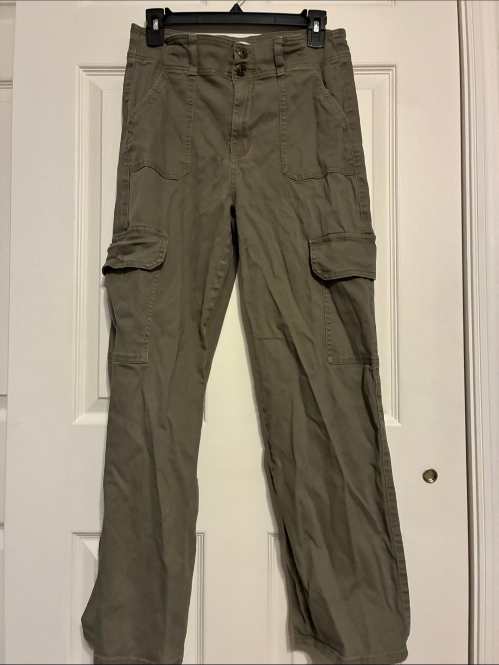 Celebrity Pink Olive Green Cargo Pants with Flap Pockets